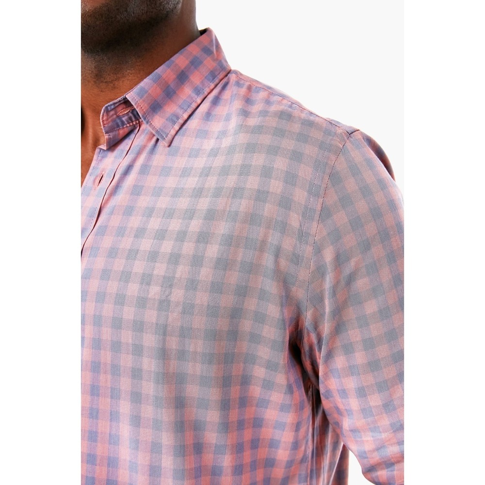 Faherty The Movement Shirt Mens Medium Pink Blue Gingham Plaid Button Down Long - Picture 3 of 16
